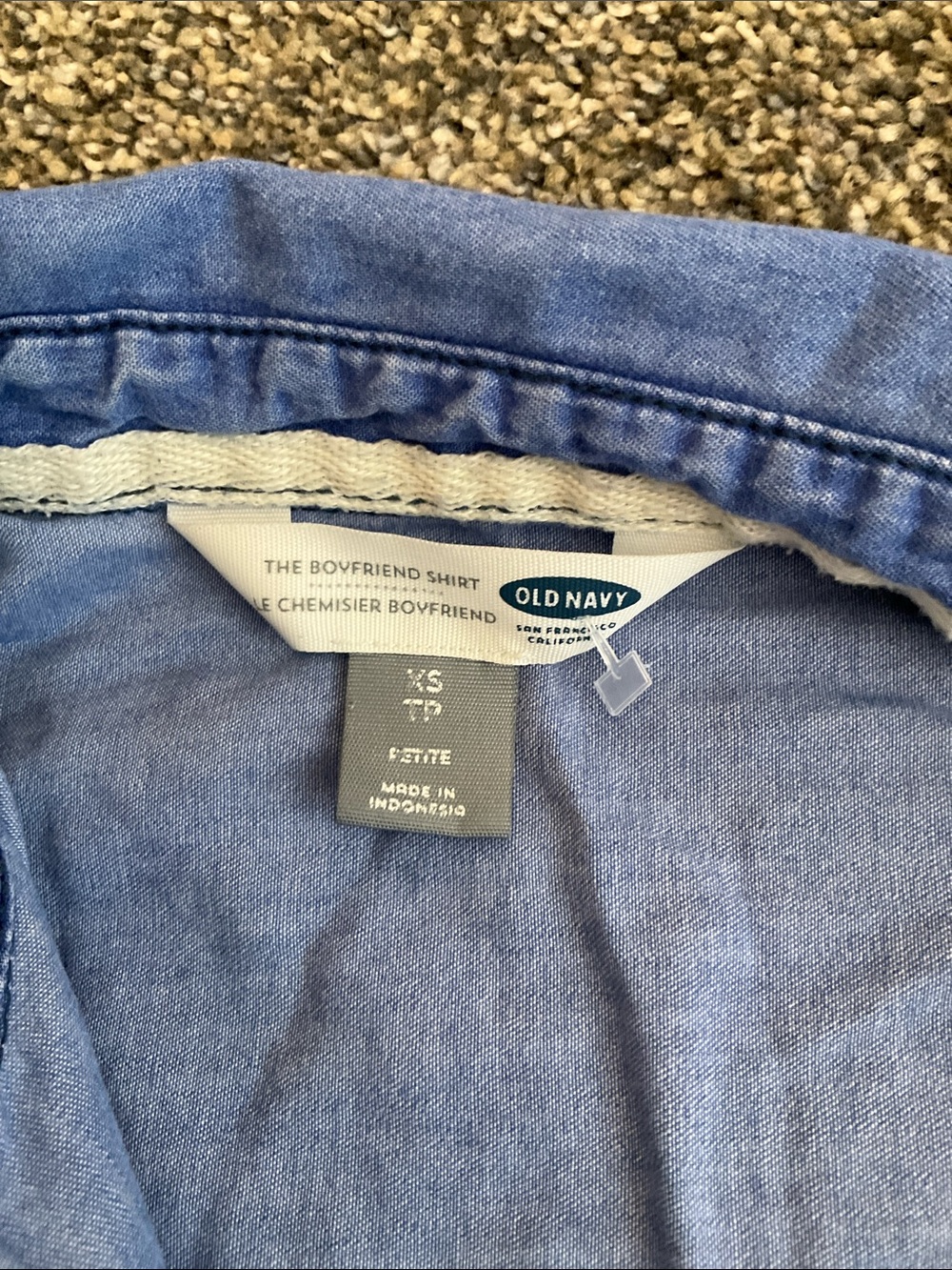 Old Navy Blue Boyfriend Shirt - Picture 2 of 2